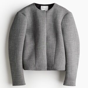 H&M Edition NWT Structured Twill Jacket Short Loose-Fit Scuba Jersey Snap Button